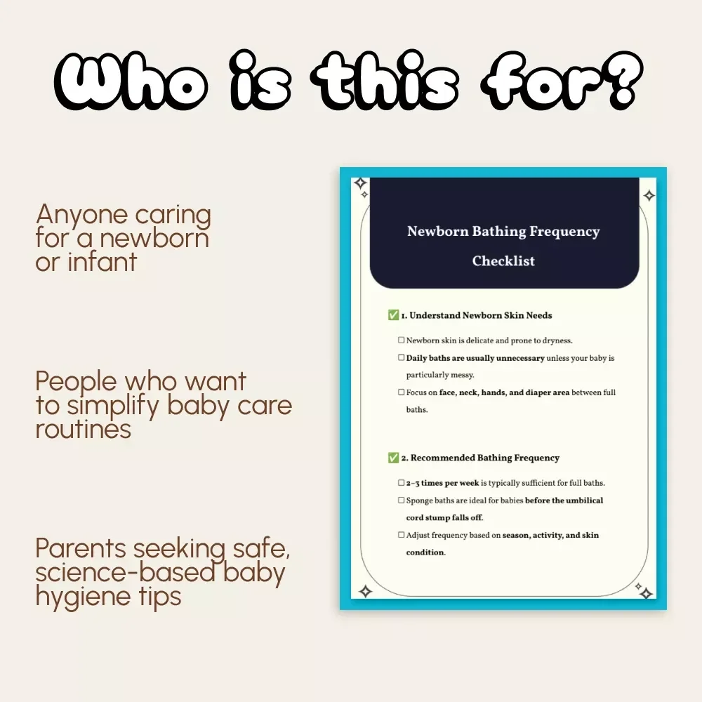 Newborn Bathing Frequency Checklist | Printable Baby Care Guide | Digital Download for New Parents | How Often to Bathe Newborn | AI-Enhanced Bathing Tracker