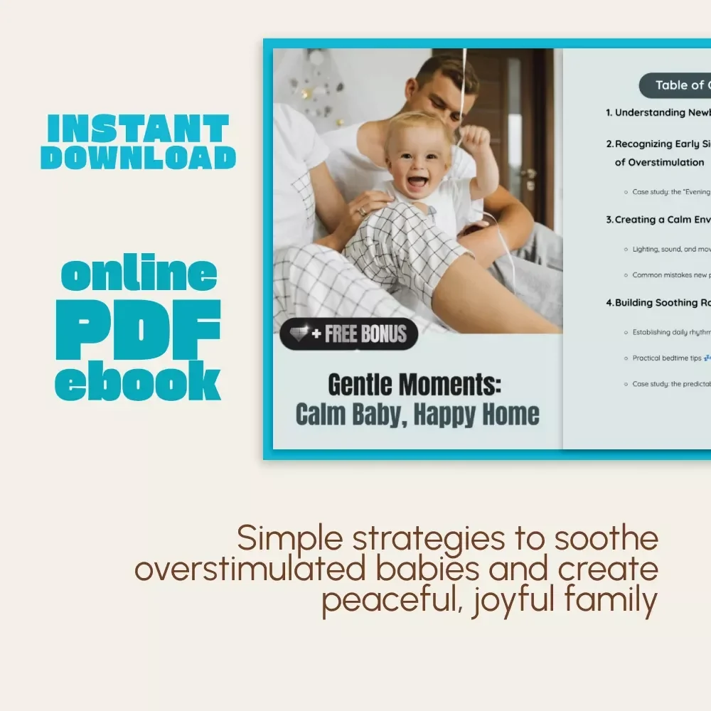 Gentle Moments: Calm Baby, Happy Home | Soothing Newborn Guide eBook | Learn how to avoid over-stimulation newborn and create peaceful routines for a happy home