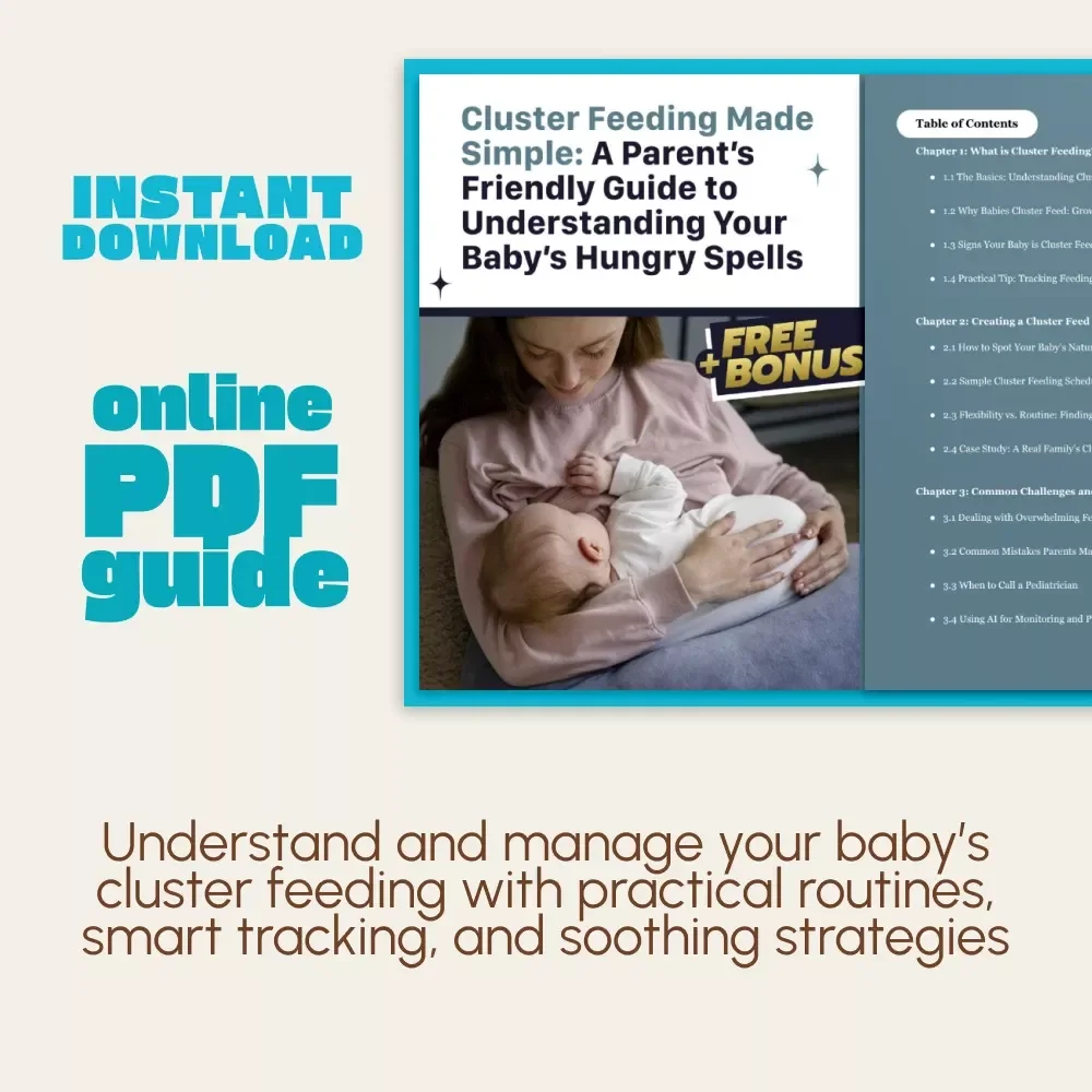 Cluster Feeding Made Simple: A Parent’s Friendly Guide to Understanding Your Baby’s Hungry Spells | Digital Download | New Parent eBook on How to Cluster Feed Schedule & Baby Feeding Routines