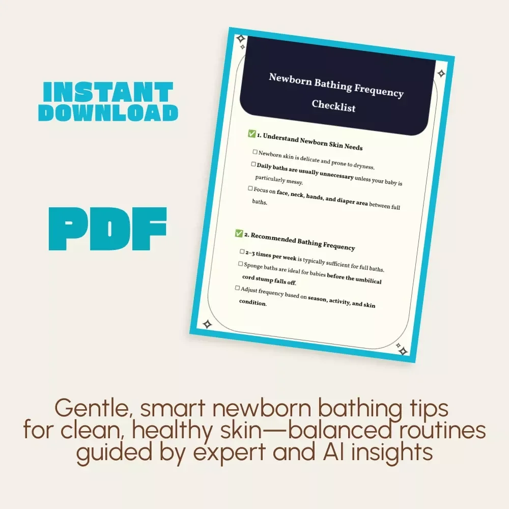 Newborn Bathing Frequency Checklist | Printable Baby Care Guide | Digital Download for New Parents | How Often to Bathe Newborn | AI-Enhanced Bathing Tracker