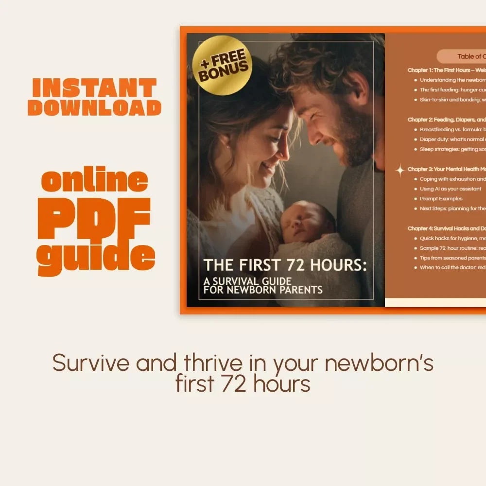 The First 72 Hours: A Survival Guide for Newborn Parents | Digital New Parent eBook | How to Survive the First 72 Hours with a Newborn | Printable Guide for Moms & Dads