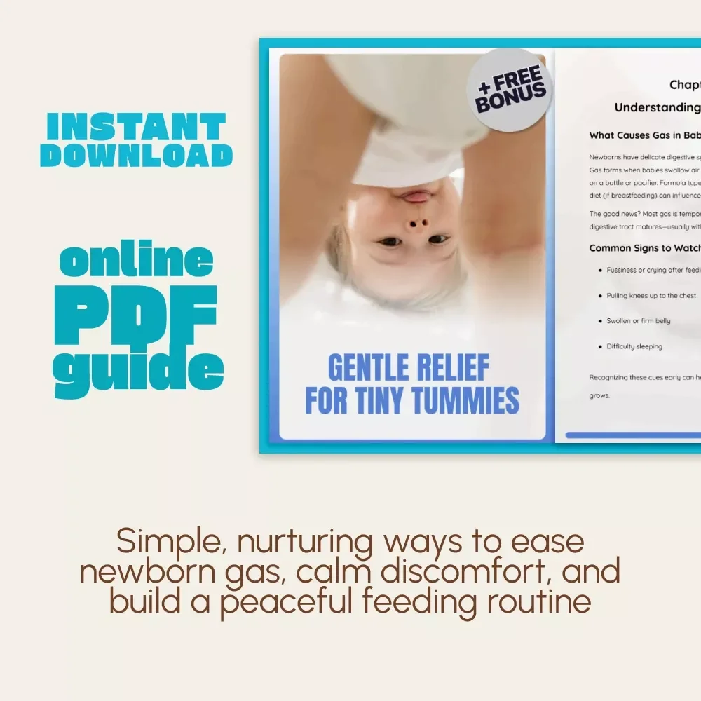 Gentle Relief for Tiny Tummies | Digital Newborn Gas Soothing Guide | How to Soothe Gas in Newborn Naturally | Printable Parent Resource for Calming Baby
