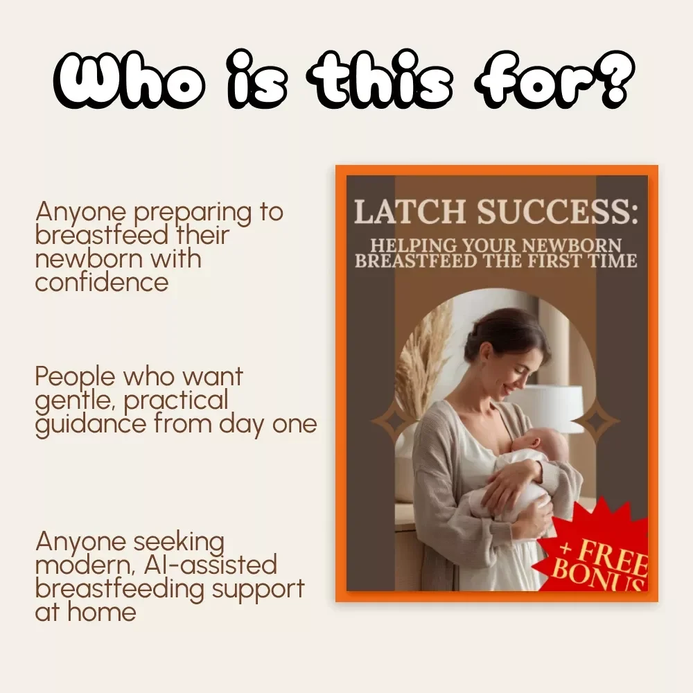 Latch Success: Helping Your Newborn Breastfeed the First Time | Digital Breastfeeding Guide for New Moms | Printable PDF eBook | AI-Powered Feeding Support Checklist | Newborn Feeding Essentials