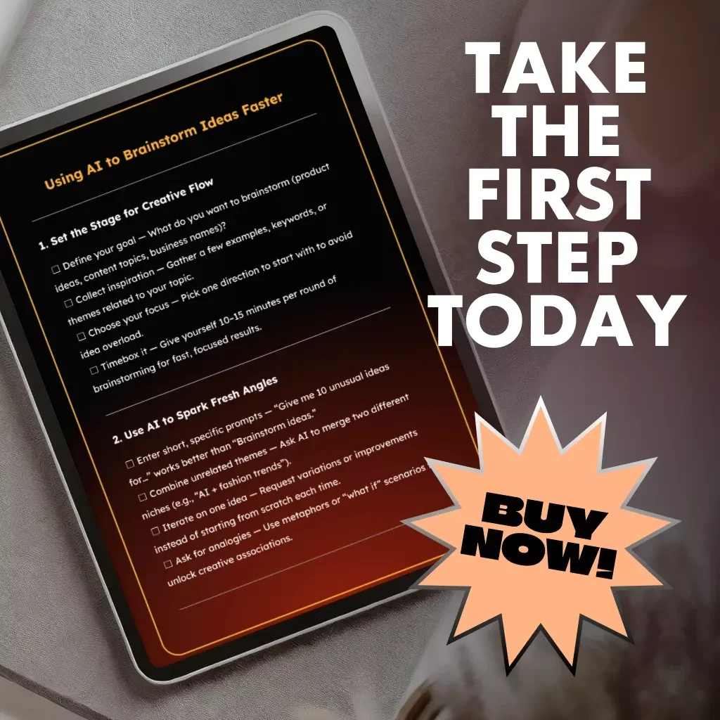 Using AI to Brainstorm Ideas Faster | Printable Productivity Checklist | Digital Download Guide for Creative Thinking & Idea Generation