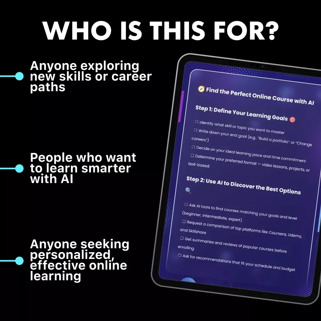 Find the Perfect Online Course with AI – Printable Checklist | Digital Download | How to Use AI to Find Online Courses Guide