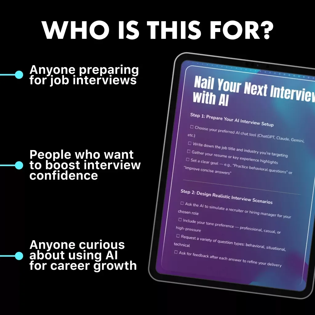 Nail Your Next Interview with AI | Digital Checklist for Job Seekers | How to Use AI to Simulate Interview Questions | Instant Download for Interview Prep Success
