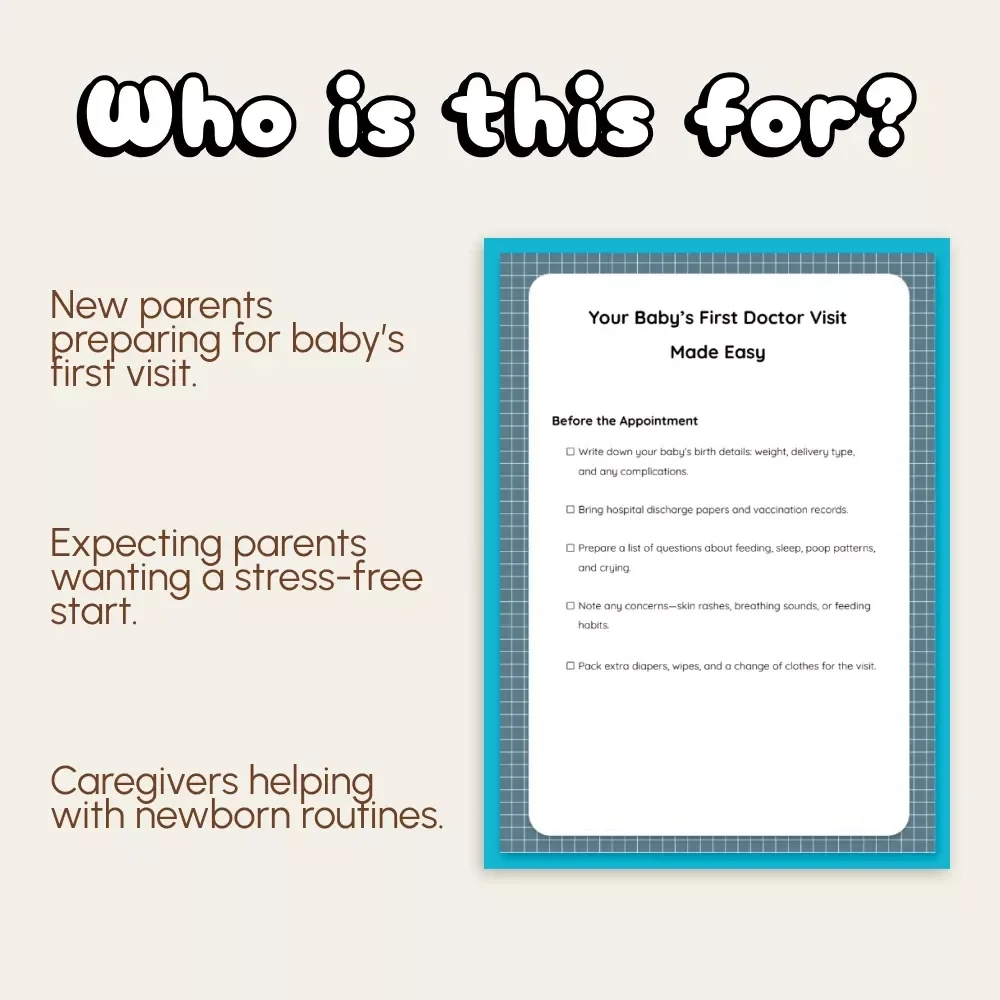 Your Baby’s First Doctor Visit Made Easy | Printable New Parent Checklist | Baby Health Guide & Newborn Care Planner | Digital Download