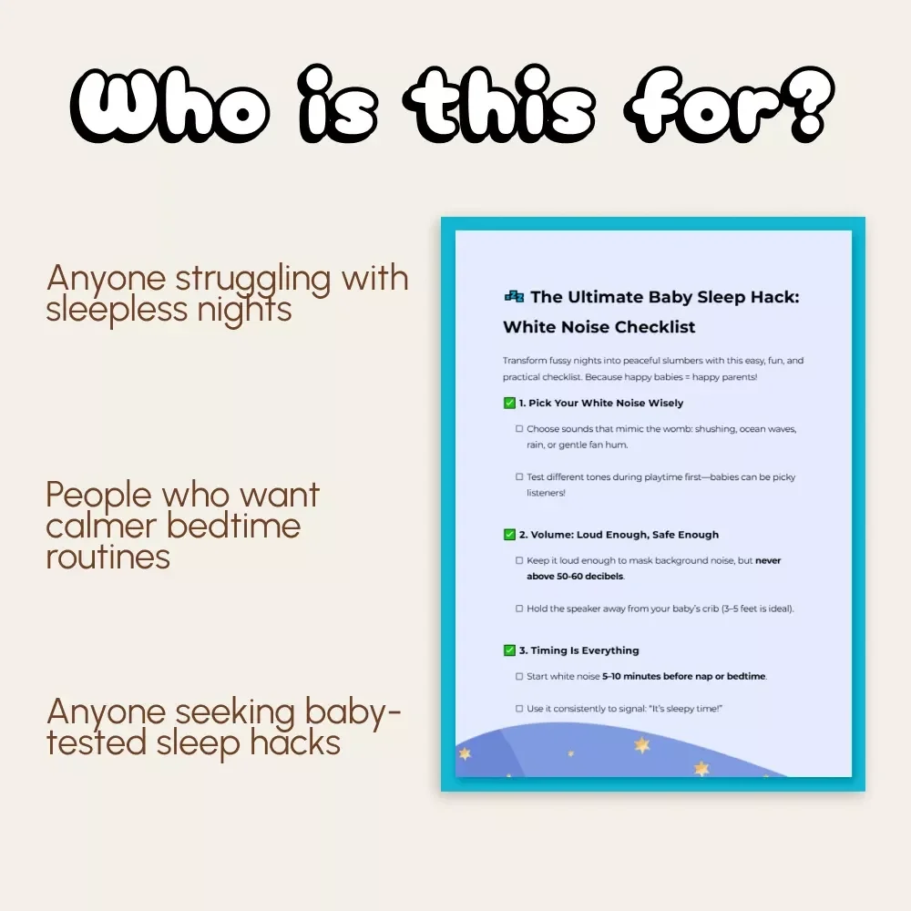 The Ultimate Baby Sleep Hack: White Noise Checklist | How to Use White Noise for Baby Sleep | Digital Download for New Parents & Sleep-Deprived Moms