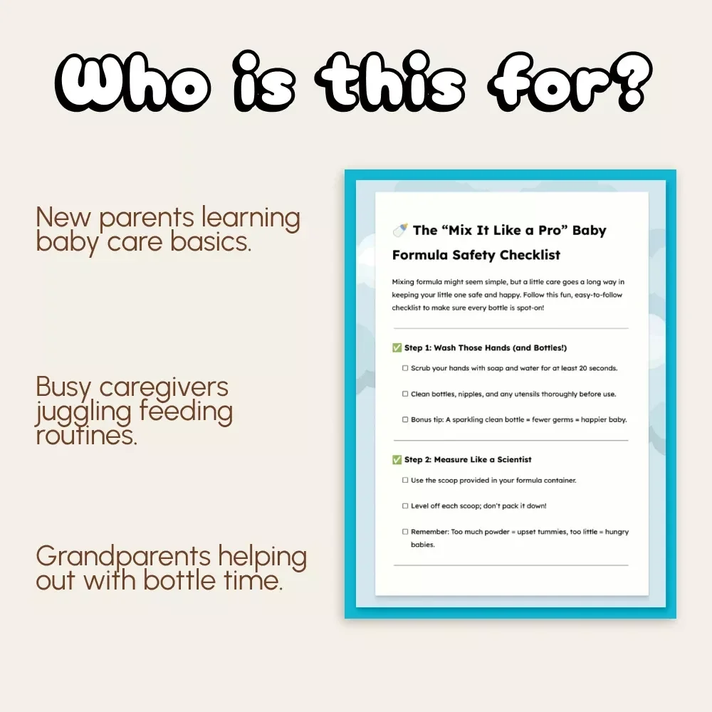 The “Mix It Like a Pro” Baby Formula Safety Checklist | Printable Digital Download | New Parent Guide for How to Mix Formula Safely | Baby Feeding Essentials