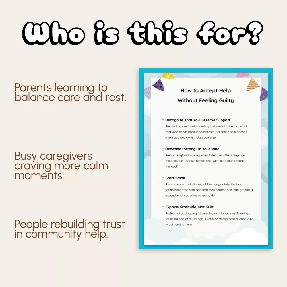 How to Accept Help Without Feeling Guilty | Printable Checklist for Parents | Self-Care Guide to Overcome Guilt & Embrace Support | Digital Download on How to Accept Help Without Guilt