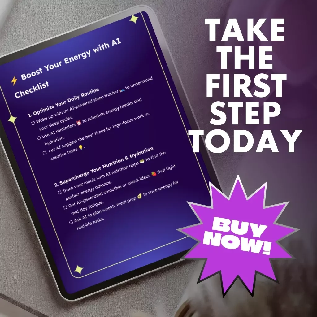Boost Your Energy with AI Checklist | Digital Productivity Guide | AI Self-Care eBook for Focus, Energy & Motivation | Instant Download Wellness Planner
