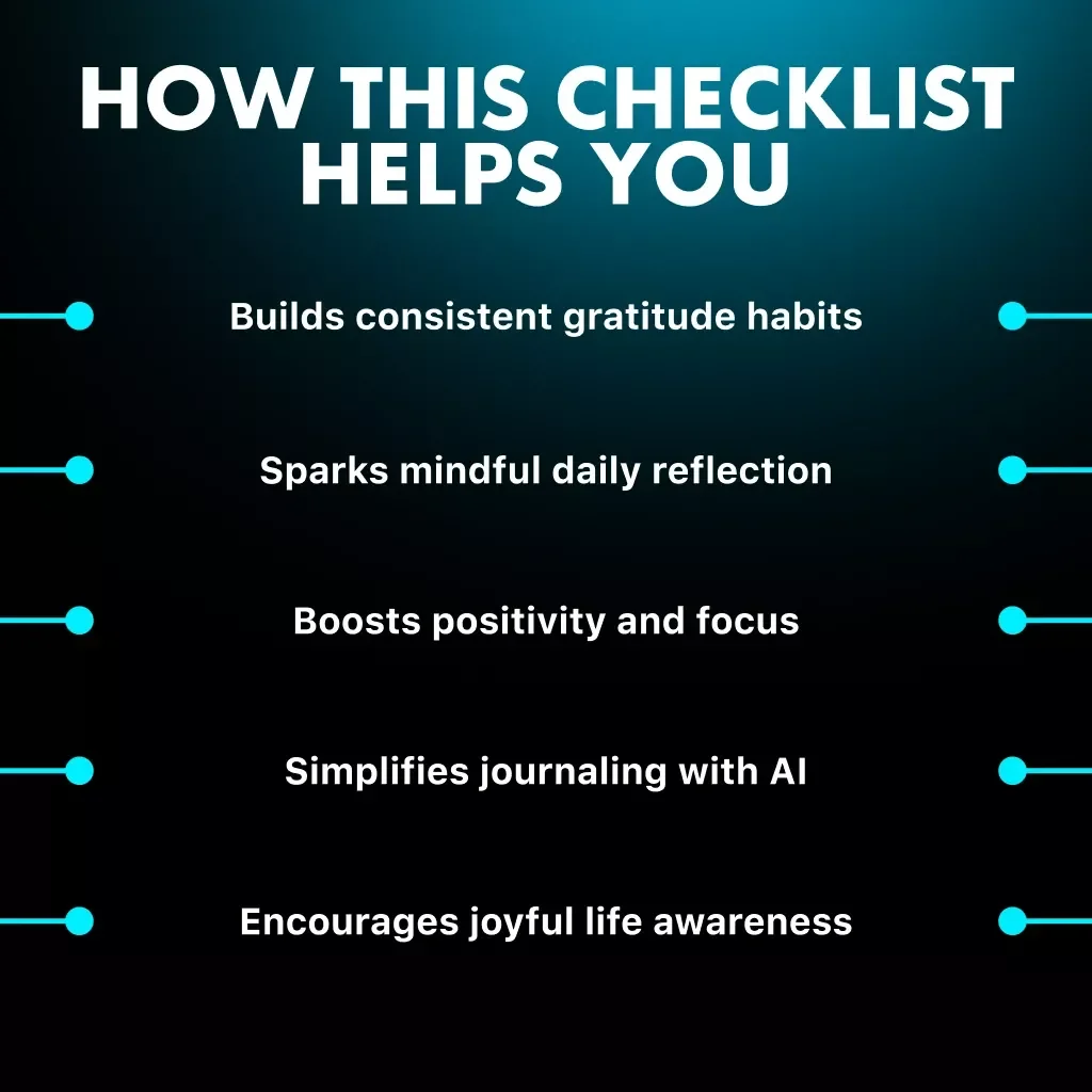 Daily Gratitude Spark: Your AI-Powered Prompt Checklist | Digital Download | How to Use AI to Generate Daily Gratitude Prompts | Mindfulness & Self-Reflection Guide