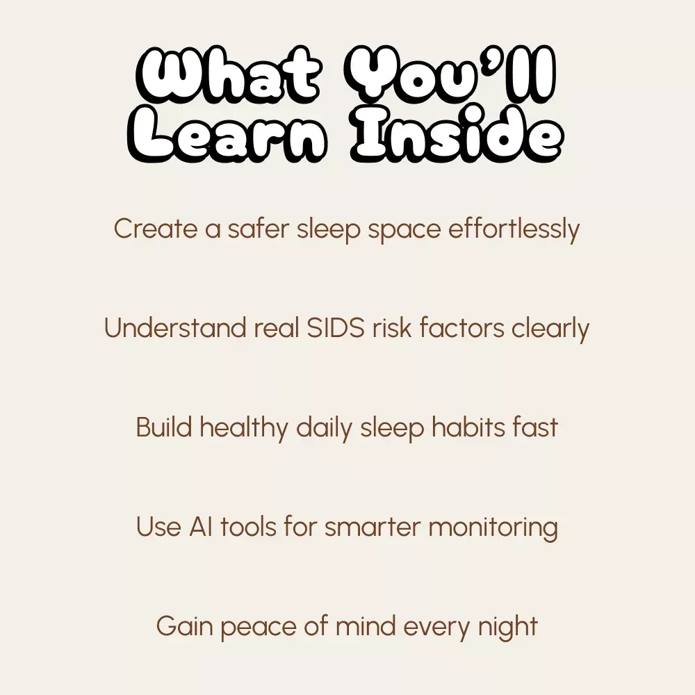 A Parent’s Guide to Reducing the Risk of SIDS | Safe Sleep eBook for New Parents | Digital Download Baby Safety Checklist & AI Sleep Tracking Tips