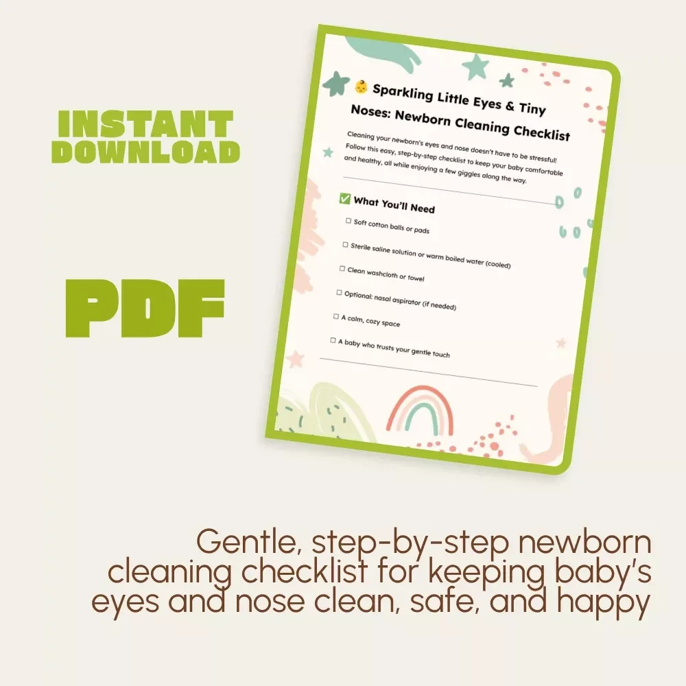 Sparkling Little Eyes & Tiny Noses: Newborn Cleaning Checklist | Baby Care eBook | Gentle Infant Hygiene Guide | Printable Digital Download for New Parents