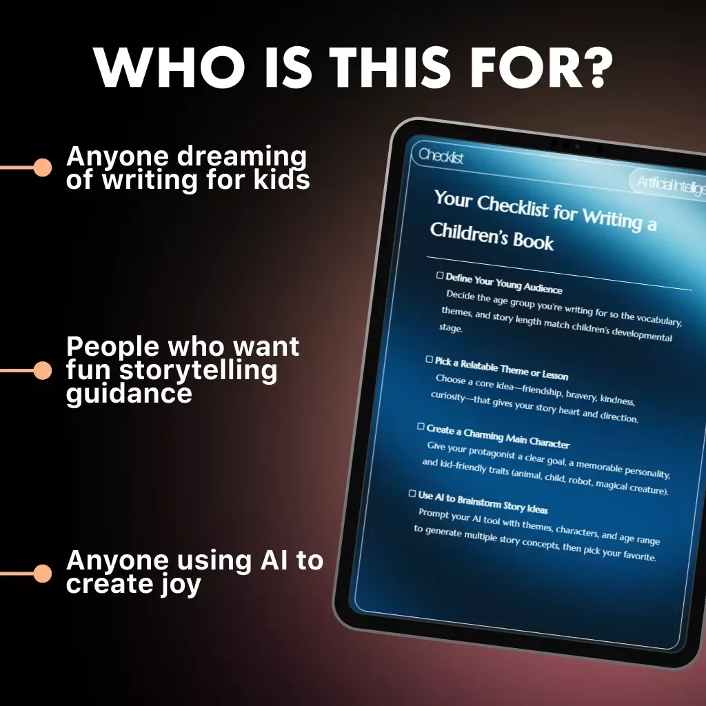 Your Checklist for Writing a Children’s Book | How to Write Children's Book Using AI | Printable Author Guide for Beginners, eBook Writing Planner, Digital Download