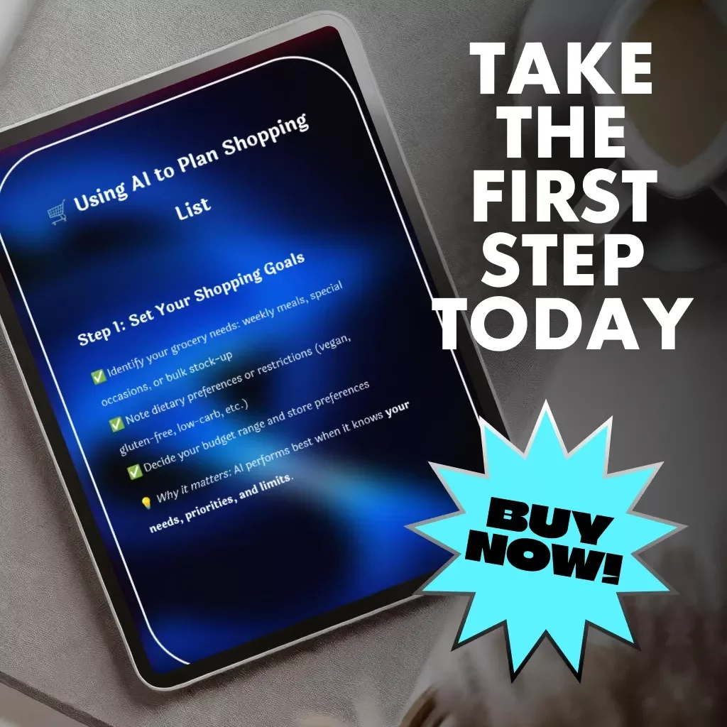 Using AI to Plan Shopping List | Digital Checklist | Smart Grocery Planning Guide for Busy Shoppers | Tips for Using AI to Plan Shopping Lists | Printable eBook Download