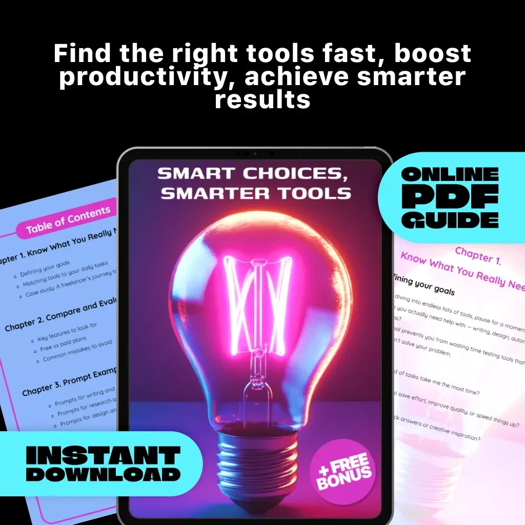 Smart Choices, Smarter Tools: The Ultimate Guide on How to Choose the Best AI Tool for My Needs – eBook for Productivity, Content Creation, and Workflow Success