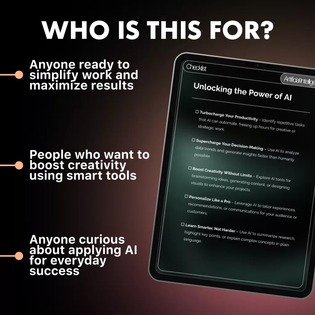 Unlocking the Power of AI | Productivity Guide for Entrepreneurs, Creatives & Professionals | Digital Download eBook, AI Automation & Strategy Checklist