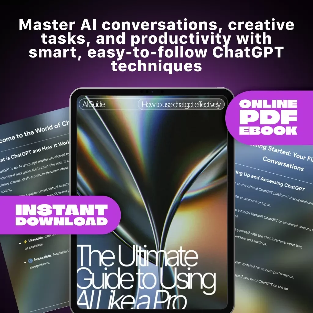 The Ultimate Guide to Using AI Like a Pro | Learn How to Use ChatGPT Effectively | Digital Download eBook for Beginners & Creators