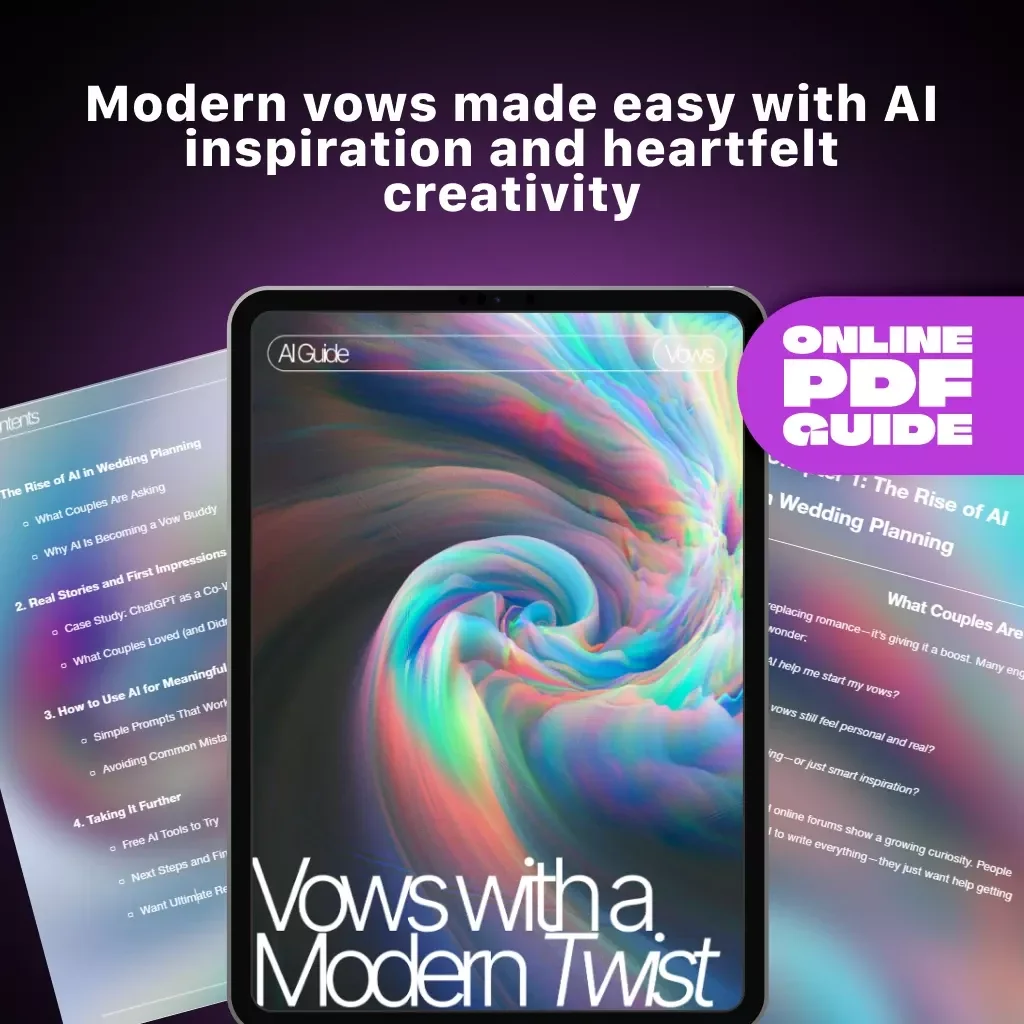 Vows with a Modern Twist | A Modern Guide to Writing Wedding Vows | AI Wedding Vows Guide | Digital Download for Couples