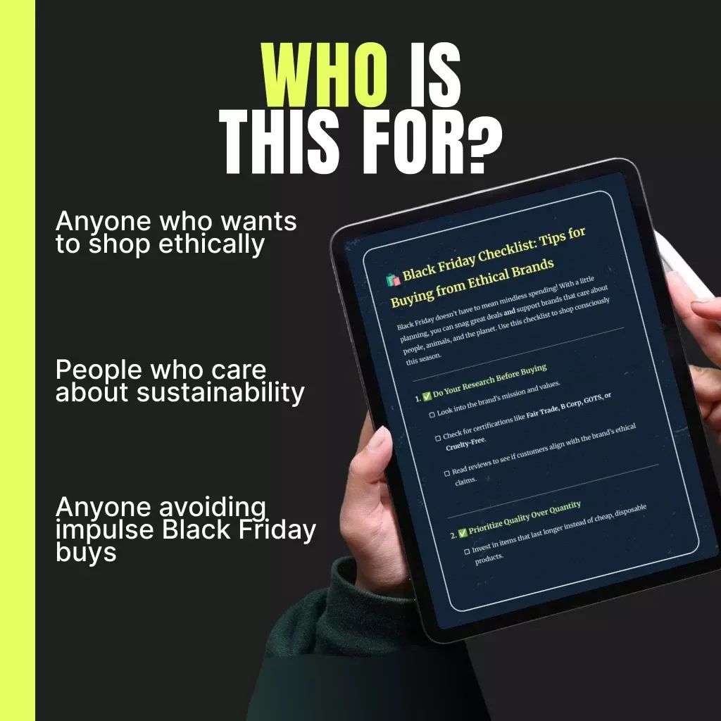 Black Friday Checklist: Tips for Buying from Ethical Brands | Conscious Shopping Guide, Sustainable Holiday Planner, Digital Download for Ethical Shoppers