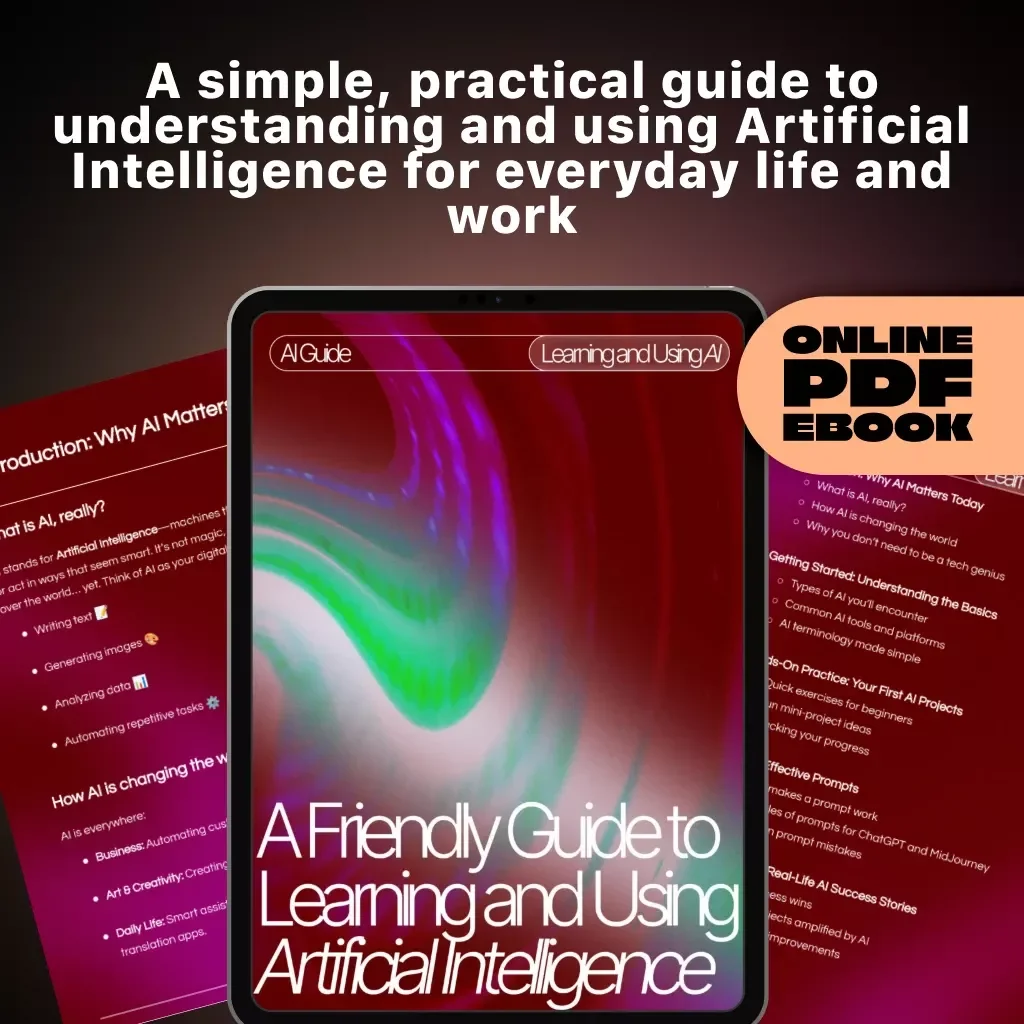 A Friendly Guide to Learning and Using Artificial Intelligence | Beginner AI eBook, Digital Download, Prompt Guide, AI Tools & Productivity Tips