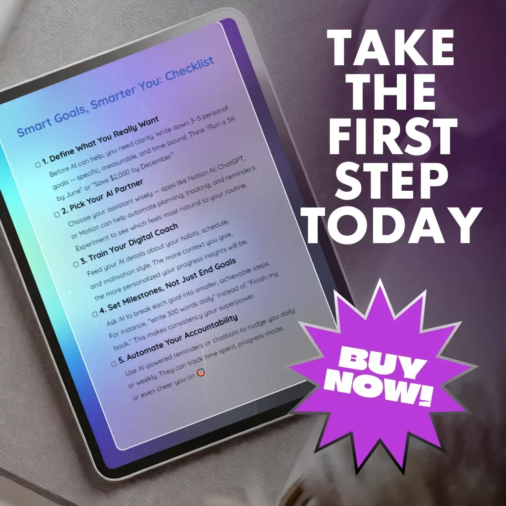 Smart Goals, Smarter You: Checklist | How to Use AI to Track Personal Goals | Digital Download for Goal-Setting and Productivity