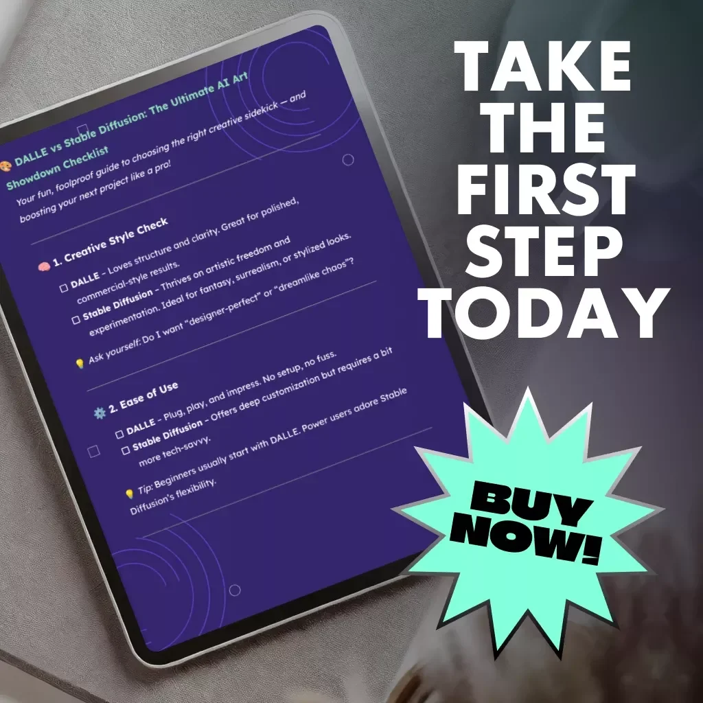 DALLE vs Stable Diffusion: The Ultimate AI Art Showdown Checklist | Printable Digital Download | AI Art Comparison Guide for Creators, Designers & Prompt Engineers | DALLE vs Stable Diffusion Explained Step-by-Step