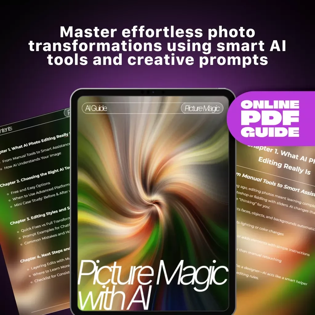 Picture Magic with AI | Ultimate Guide on How to Use AI to Edit Photos for Stunning Results | Digital Download eBook for Creators, Photographers & Designers