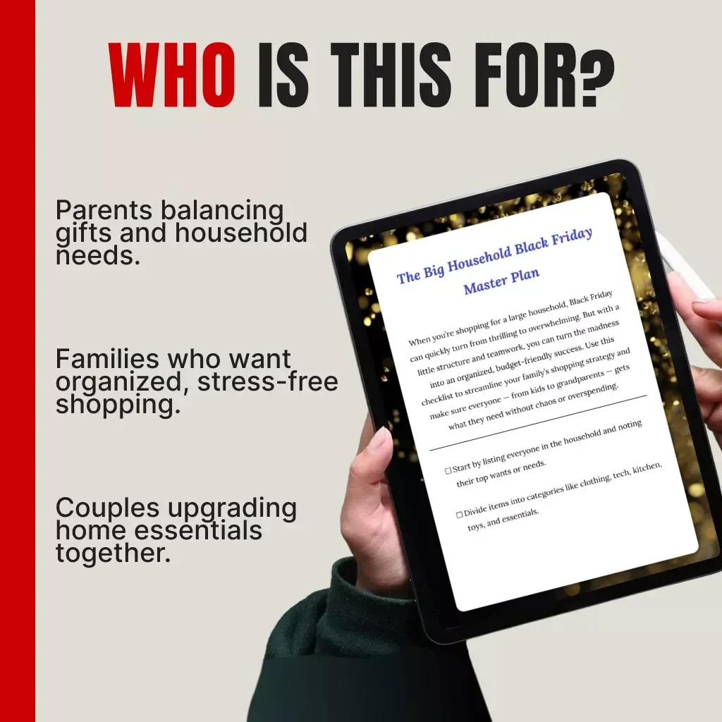 The Big Household Black Friday Master Plan | Ultimate Family Shopping Checklist | Digital Download Guide for How to Make a Black Friday Plan for a Big Household