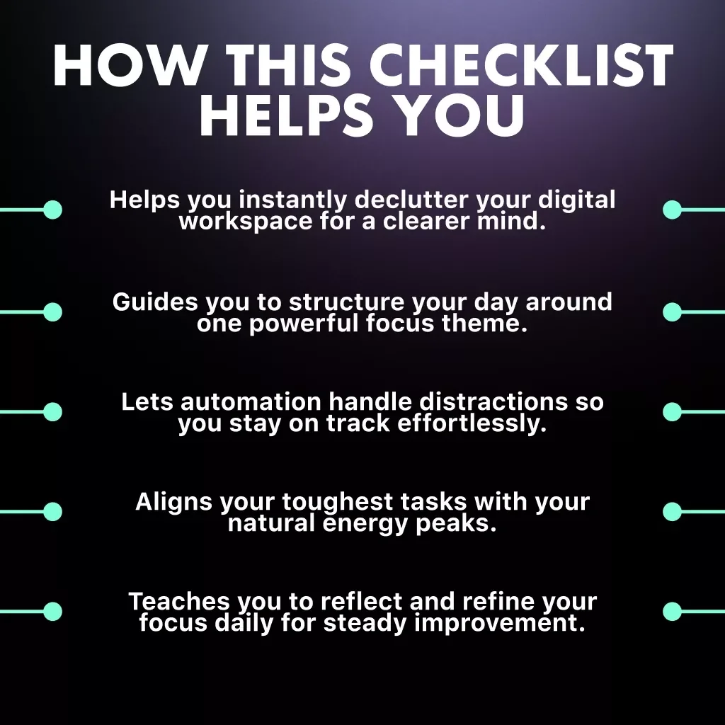 Stay Laser-Focused: Checklist | Digital Productivity Guide for Professionals | How to Use AI to Improve Focus on Work