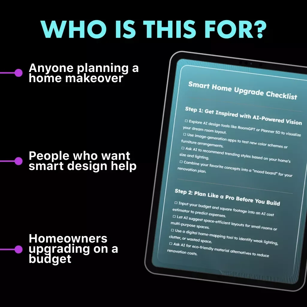 Smart Home Upgrade Checklist | AI-Generated Home Improvement Ideas | Digital Download for Modern Living