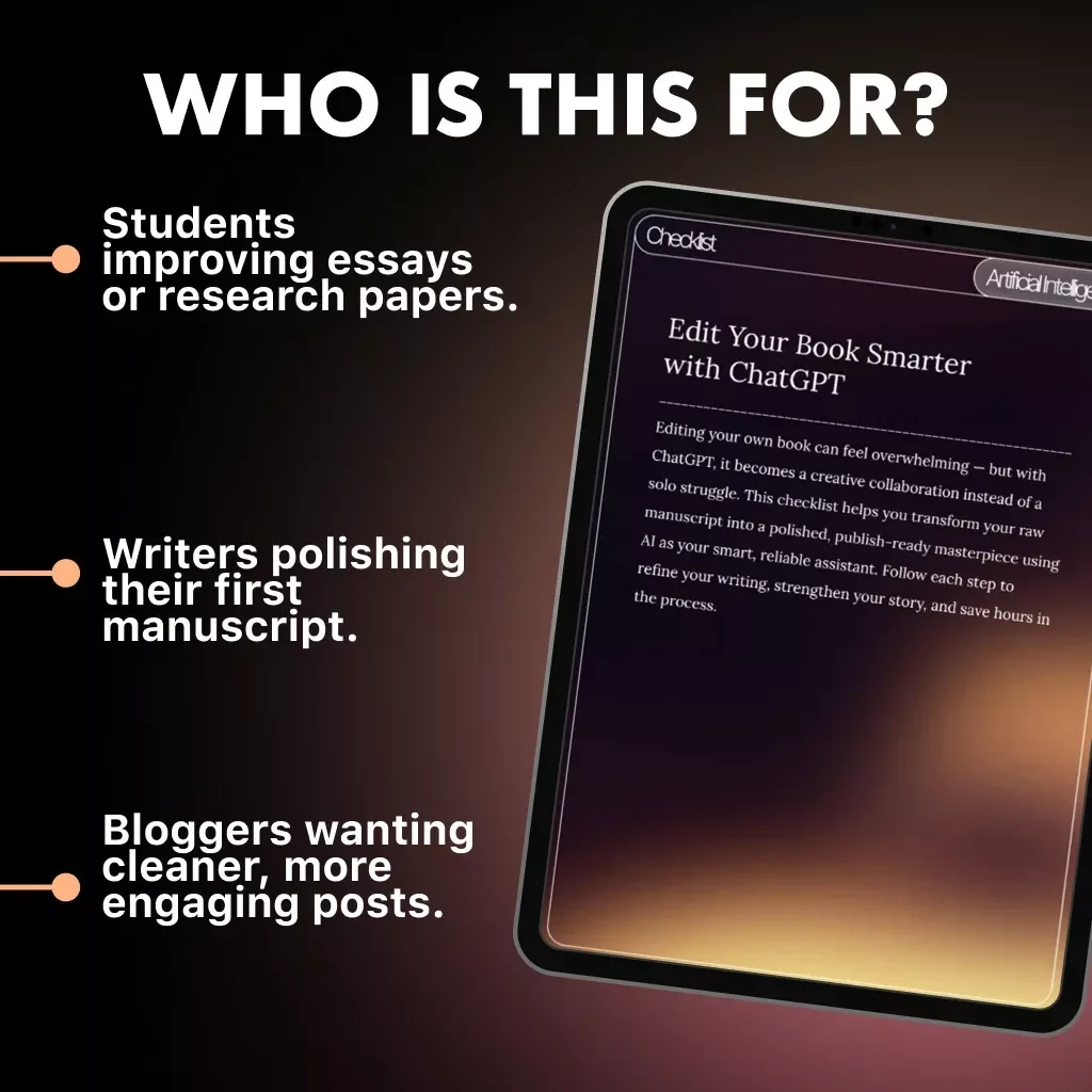 Edit Your Book Smarter with ChatGPT | AI Editing Checklist for Authors, Writers & Self-Publishers | Can I Use ChatGPT to Edit My Book?