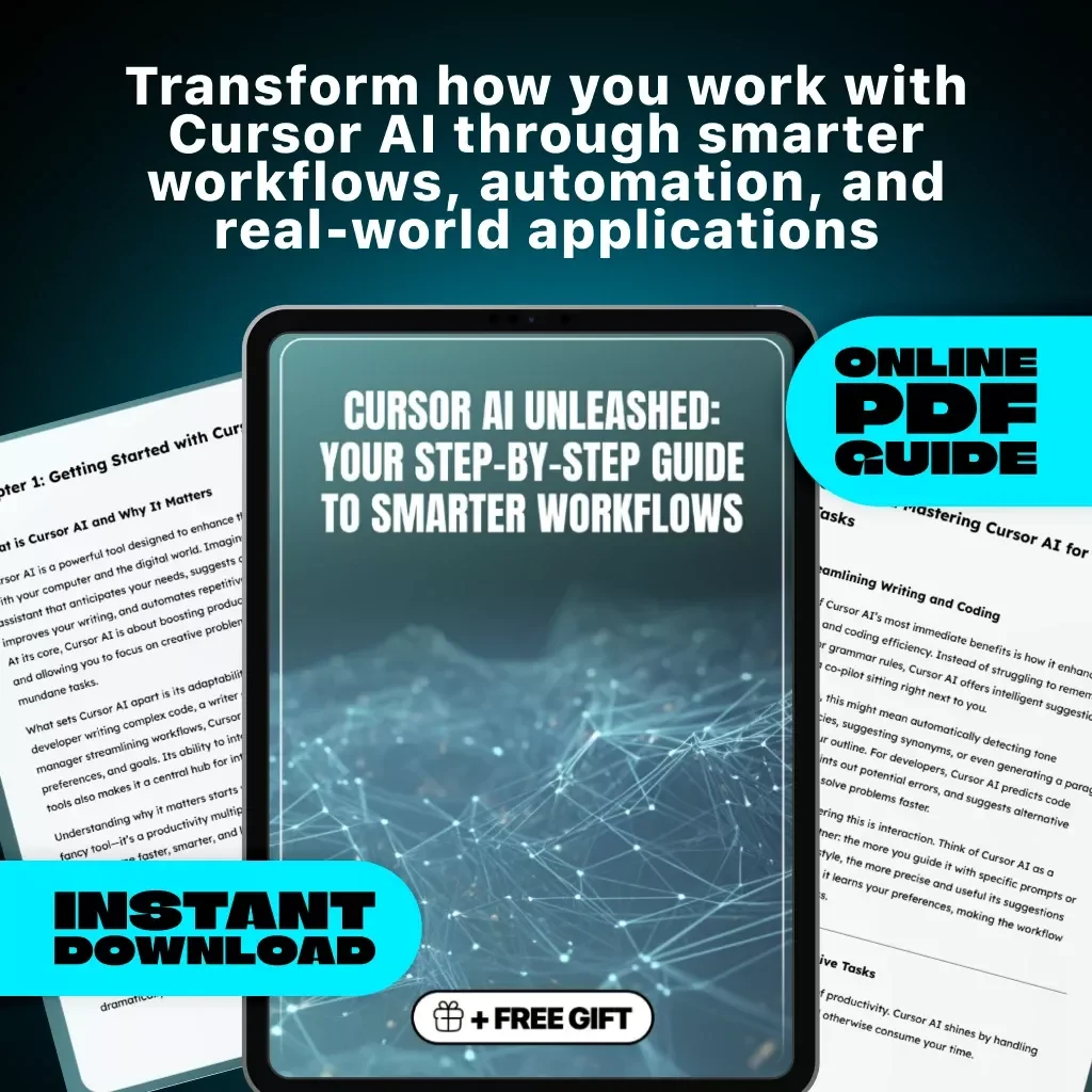 Cursor AI Unleashed: Your Step-by-Step Guide to Smarter Workflows | Learn How to Use Cursor AI for Writing, Coding & Productivity | Digital Download Guide for AI-Powered Efficiency