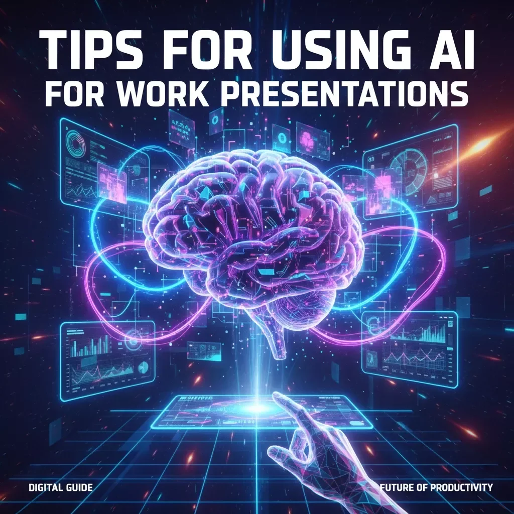 Tips for Using AI for Work Presentations | Digital Guide for Smarter Slide Design, Planning & Delivery | Boost Productivity with AI Tools for Work Presentations