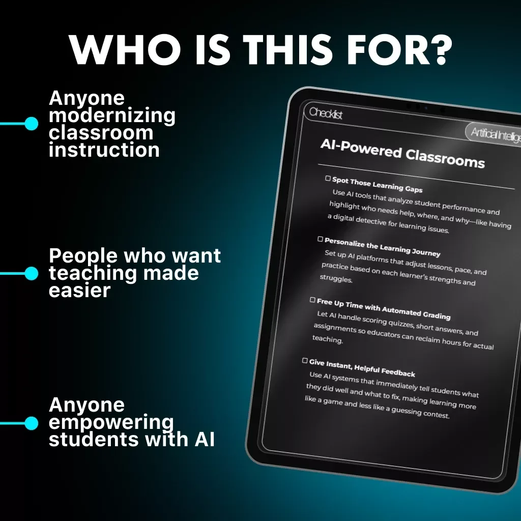 AI-Powered Classrooms | Printable Digital Checklist for Educators | How Can AI Be Used in Education | Teaching with Artificial Intelligence Guide
