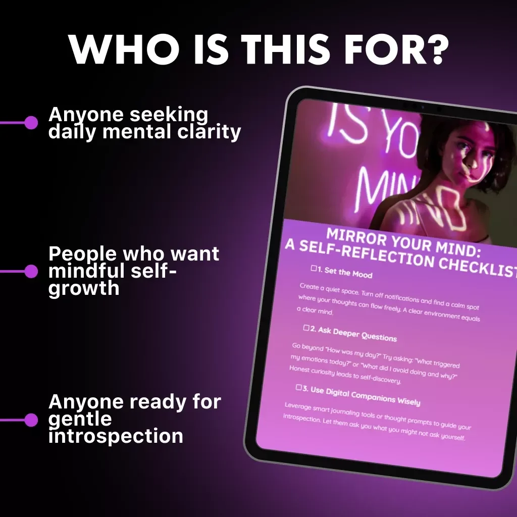 Mirror Your Mind: A Self-Reflection Checklist | Digital Download for Mindful Living, AI-Assisted Introspection & Personal Growth Guide | How to Practice Self-Reflection with AI