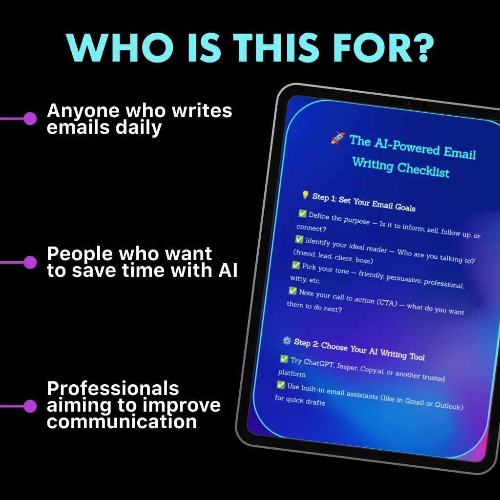 The AI-Powered Email Writing Checklist | How to Use AI to Write Emails Faster | Digital Productivity Guide for Entrepreneurs, Marketers & Busy Professionals