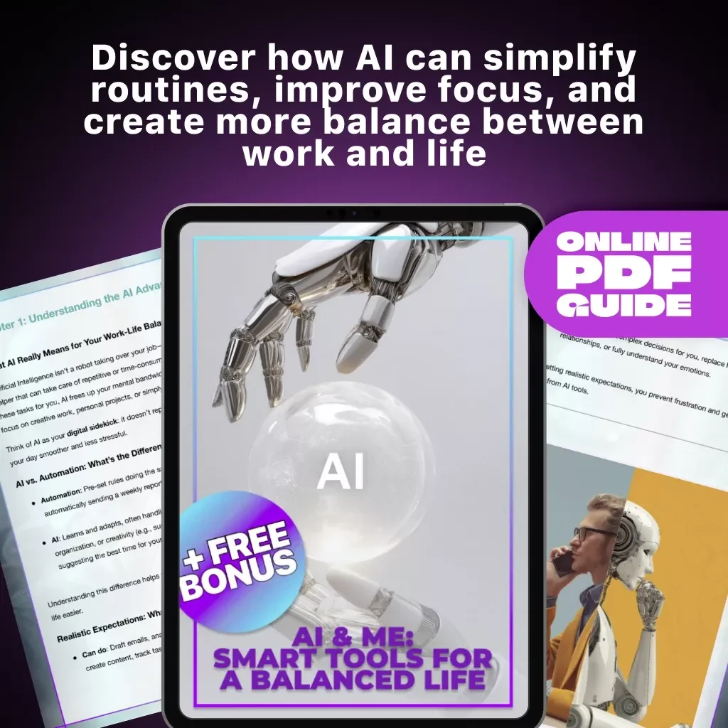 AI & Me: Smart Tools for a Balanced Life | Digital Guide on How to Use AI to Improve Work-Life Balance | Productivity eBook & Self-Improvement Download