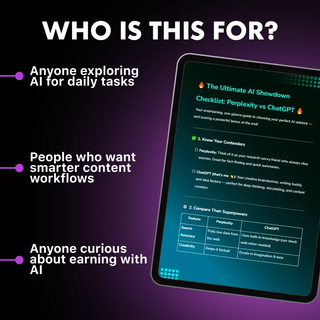 The Ultimate AI Showdown Checklist: Perplexity vs ChatGPT | Digital Download, AI Comparison Guide, Research & Creativity Mastery Tool