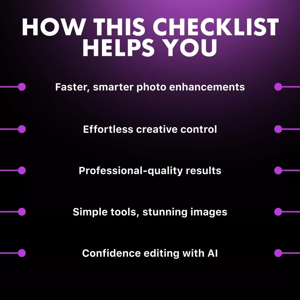 Your AI Photo-Editing Power Checklist | Printable Digital Download | Use AI to Edit Photos Like a Pro | Beginner & Creator-Friendly Editing Guide