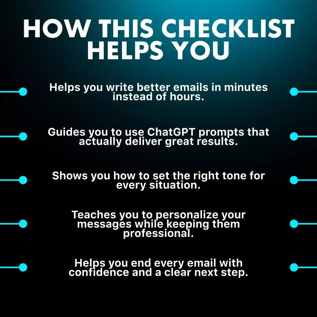 Checklist: How to Use ChatGPT to Write Emails | Email Writing Guide | Digital Download for Professionals, Entrepreneurs & Creators | Learn how to use ChatGPT to write emails that get results