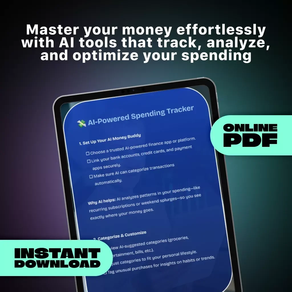 AI-Powered Spending Tracker | Smart Budgeting eBook | Digital Download Finance Guide | Personal Money Management | AI Budget Planner PDF