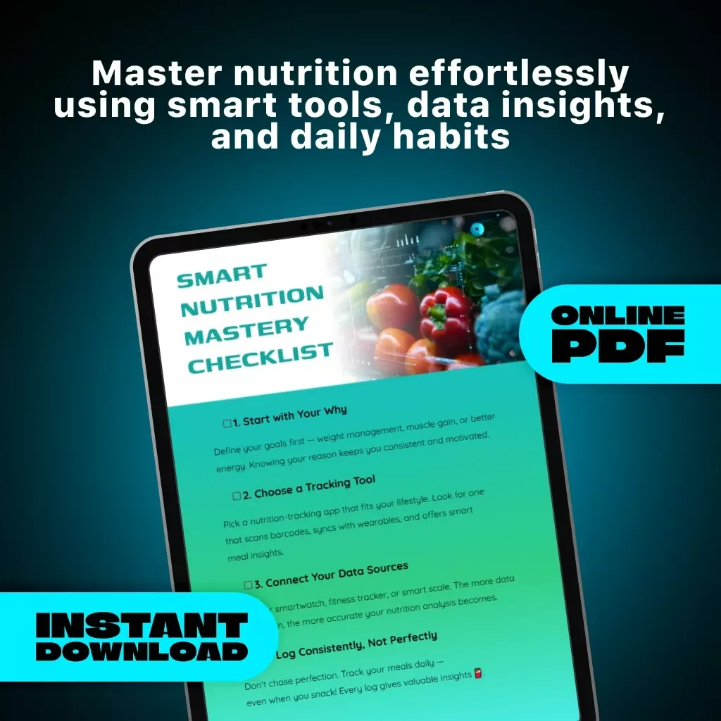 Smart Nutrition Mastery Checklist | Digital Wellness Guide for How to Use AI to Track Nutrition | Healthy Habits & Goal Tracking Printable