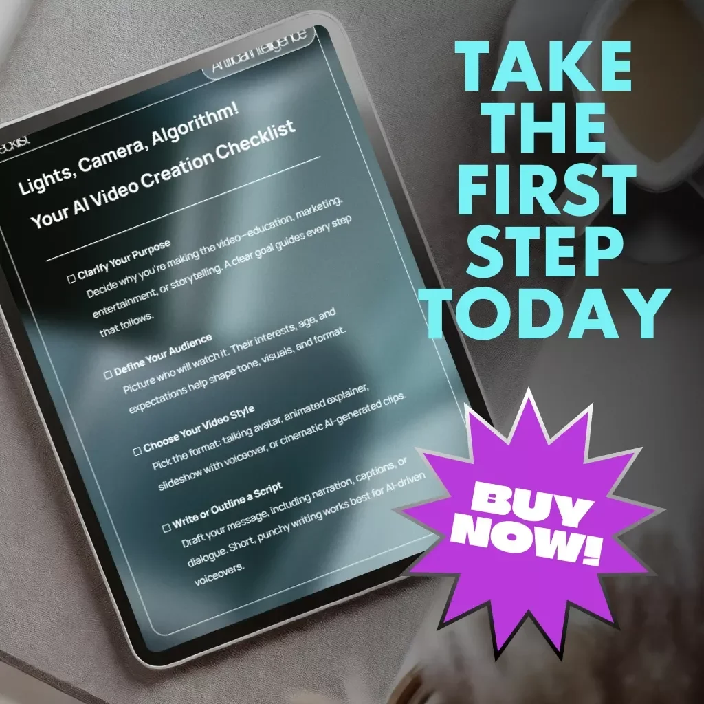 Lights, Camera, Algorithm! Your AI Video Creation Checklist | Digital Download | Learn How to Make AI Videos