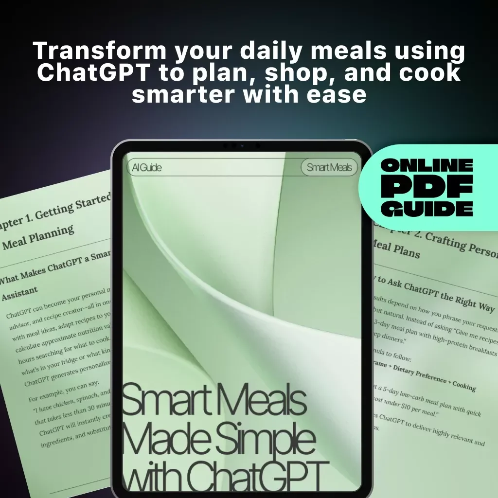 Smart Meals Made Simple with ChatGPT | How to Use ChatGPT for Meal Planning | Digital Guide for AI-Powered Meal Prep, Smart Grocery Lists & Personalized Nutrition