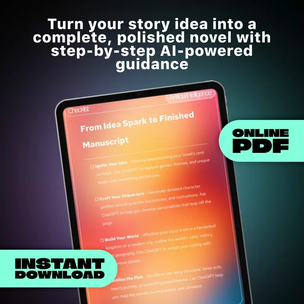 From Idea Spark to Finished Manuscript – A Complete AI-Powered Novel Writing Guide for Authors, Writers & Creatives | ChatGPT Writing Companion eBook & Checklist
