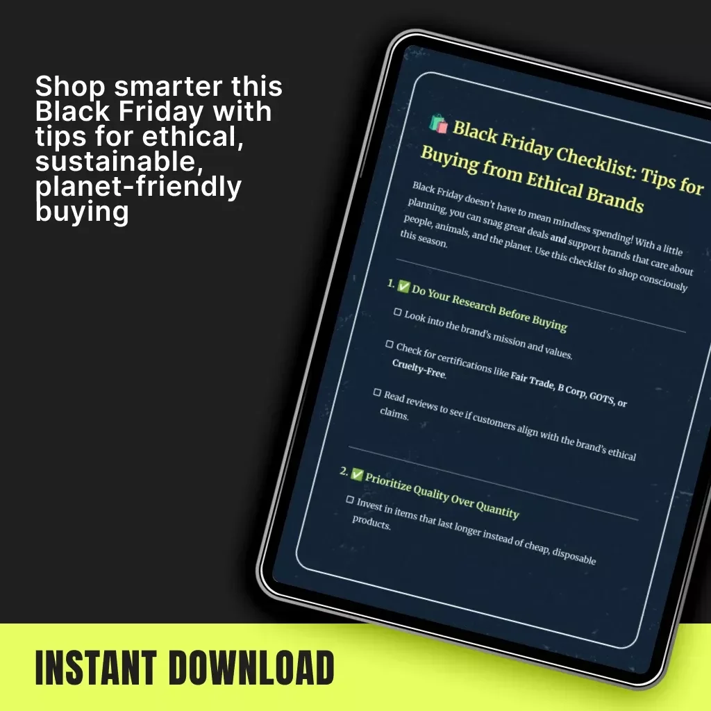 Black Friday Checklist: Tips for Buying from Ethical Brands | Conscious Shopping Guide, Sustainable Holiday Planner, Digital Download for Ethical Shoppers