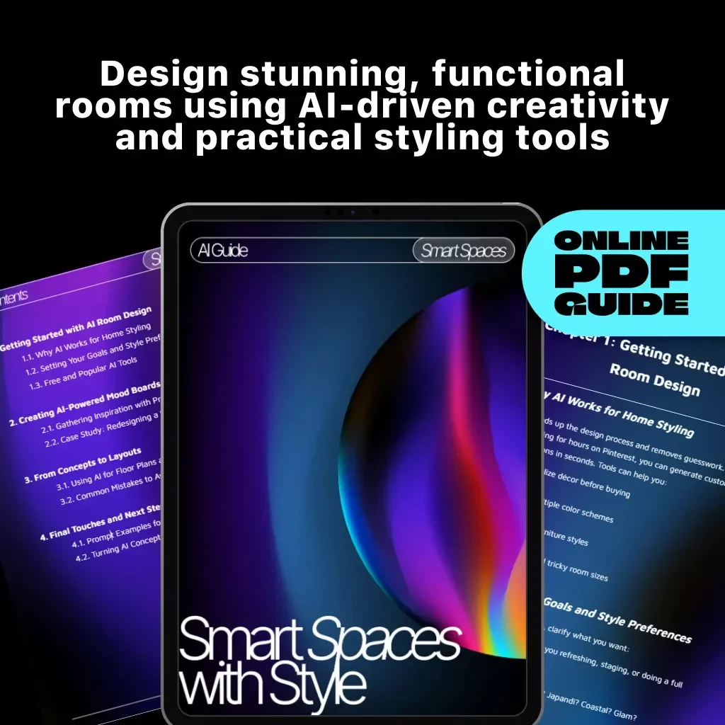 Smart Spaces with Style | AI Home Design Guide | Learn how to use AI to decorate a room | Digital Download for Interior Styling Enthusiasts