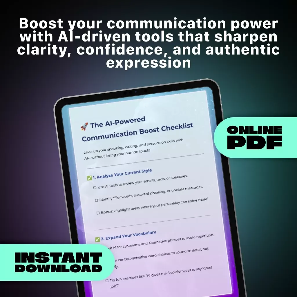 The AI-Powered Communication Boost Checklist | How to Use AI to Improve Communication Skills | Digital Download for Smarter Speaking, Writing & Listening